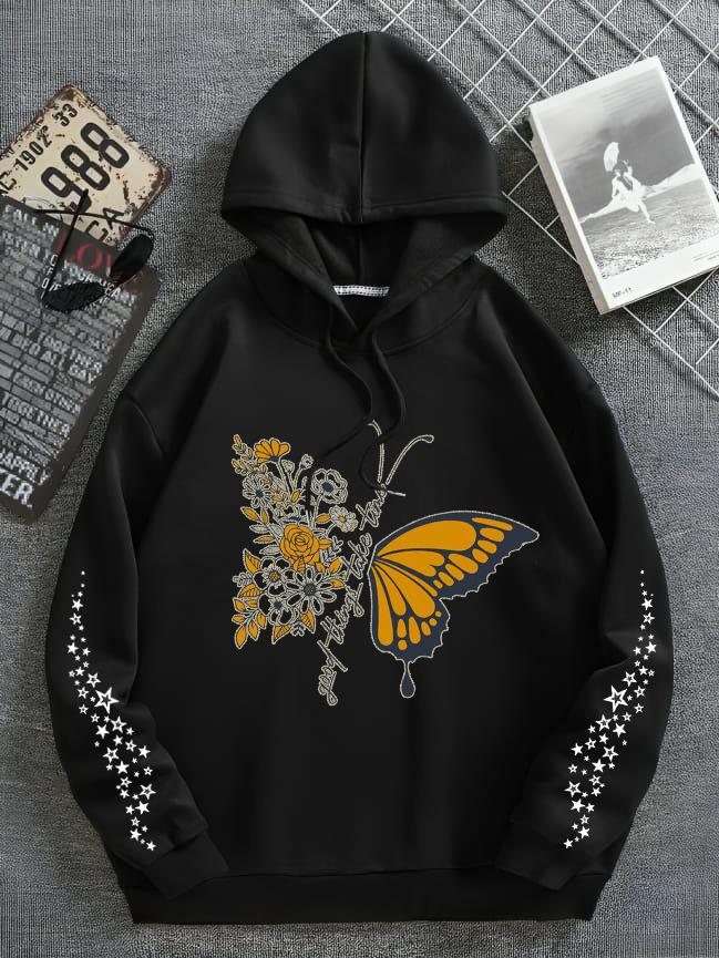 Printed Butterfly Hoodies For Girls